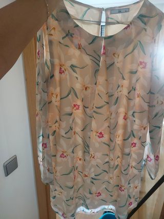 Vestido ideal estampado de flores beige - talla S.