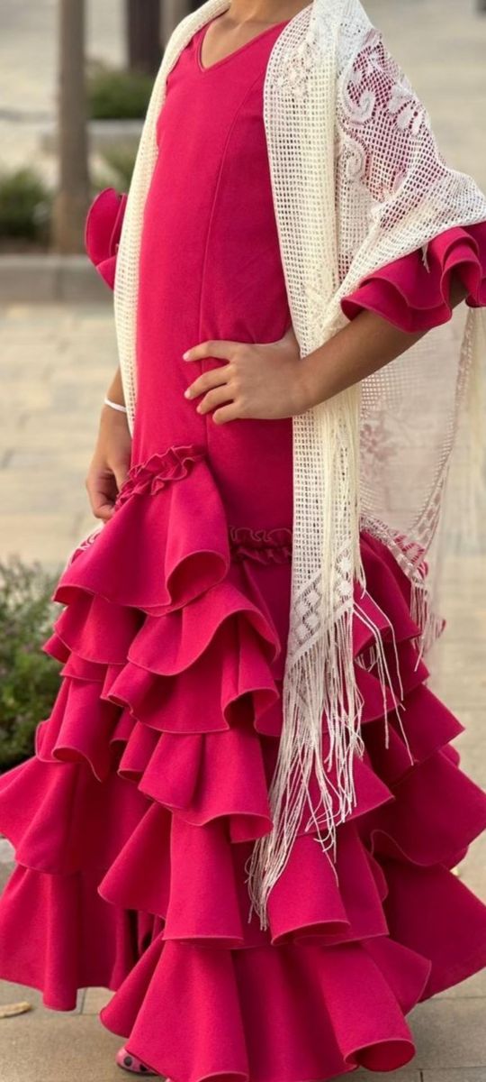 Vestido Flamenca niña rosa Talla 8-10