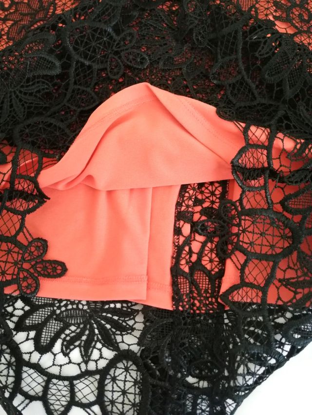 Abito Marciano Guess pizzo nero corallo XS