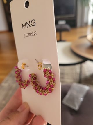 Pendientes aro MN dorados y rosas