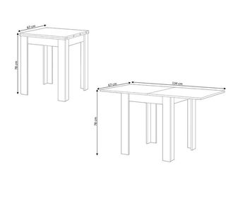 Mesa extensible blanca y beige 67 a 134x67cm