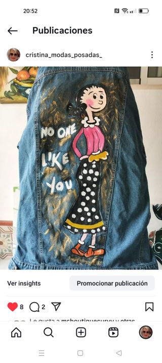 Cazadora vaquera pintada a mano , da38 a 44