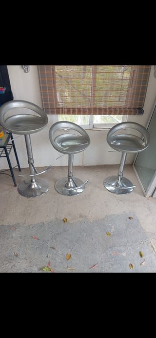 3 Butacas cocina giratorias plata