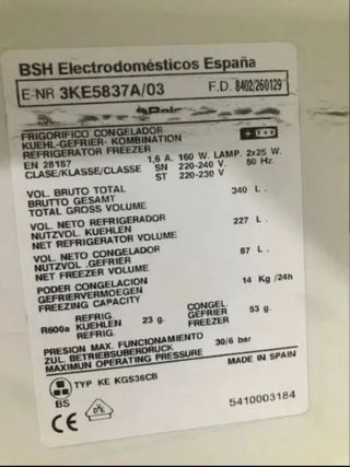 Balay Cajón frigorífico