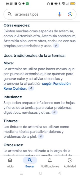 Artemisa: varios tipos 1€ /sobre