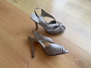 Zapatos plata fiesta tacón 12cm talla 40