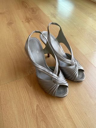 Zapatos plata fiesta tacón 12cm talla 40