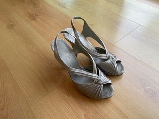 Zapatos plata fiesta tacón 12cm talla 40