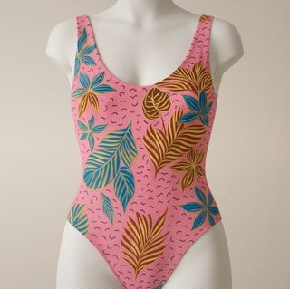 Bañador rosa floral talla S