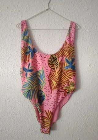 Bañador rosa floral talla S