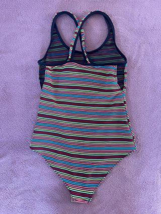 Costume intero bambina righe multicolor