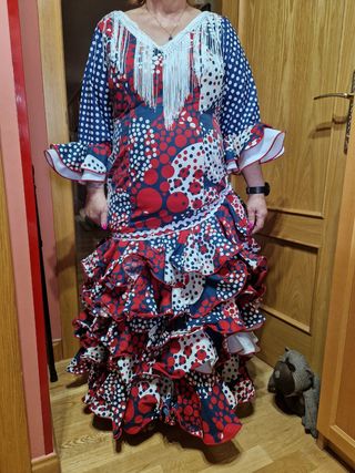 Vestido Flamenca rojo y azul