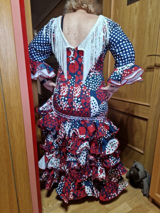 Vestido Flamenca rojo y azul
