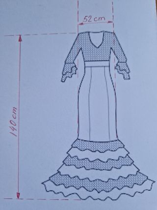 Vestido Flamenca rojo y azul