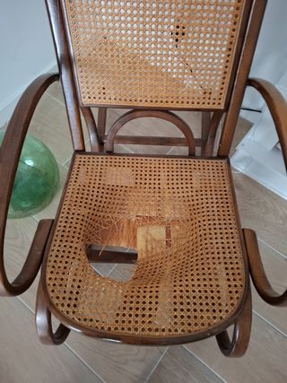 Meceadora vintage de mimbre y madera