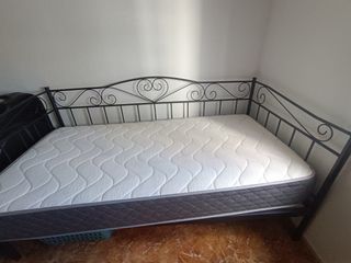 Cama negra hierro forjado + colchón