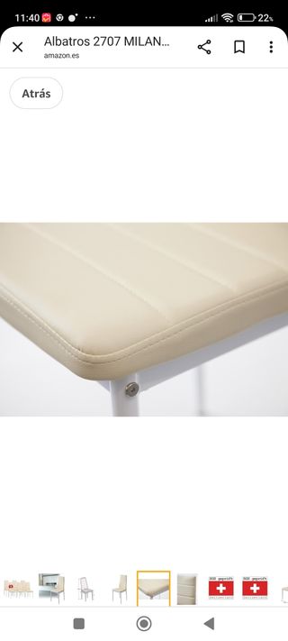 6 Sillas salon Comedor Beige cuero Sintético vidax