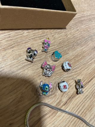 Pulsera serpiente plata de ley + 8 charms Lilo