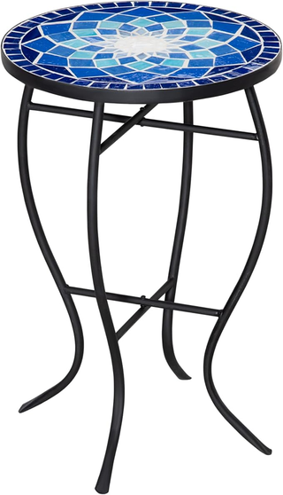 Tavolino da Giardino Rotondo in Metallo con Piano