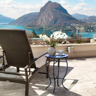 Tavolino da Giardino Rotondo in Metallo con Piano