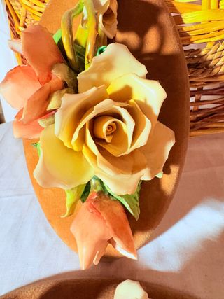 Quadri da parete con fiori in porcellana rilievo