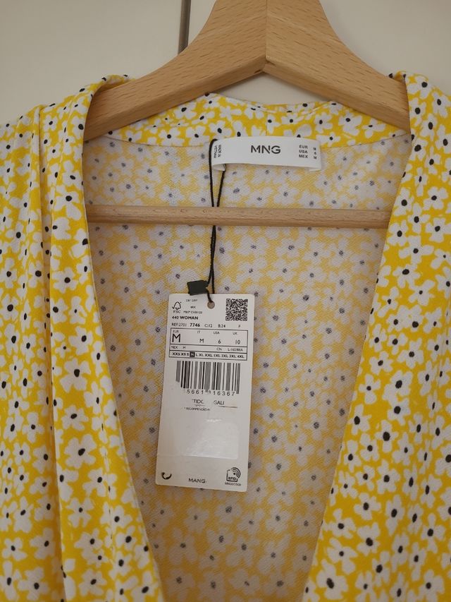 Vestido Mango flores amarillas - M