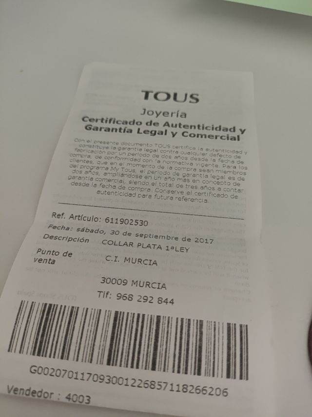 Collar Tous Plata Vermeil