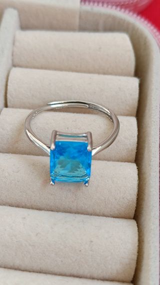 Anillo plata azul ajustable