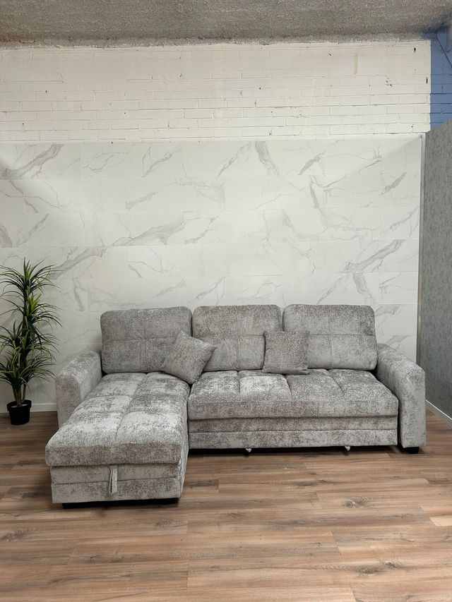 Divano Chaise Longue Grigio Grande - Letto e baule