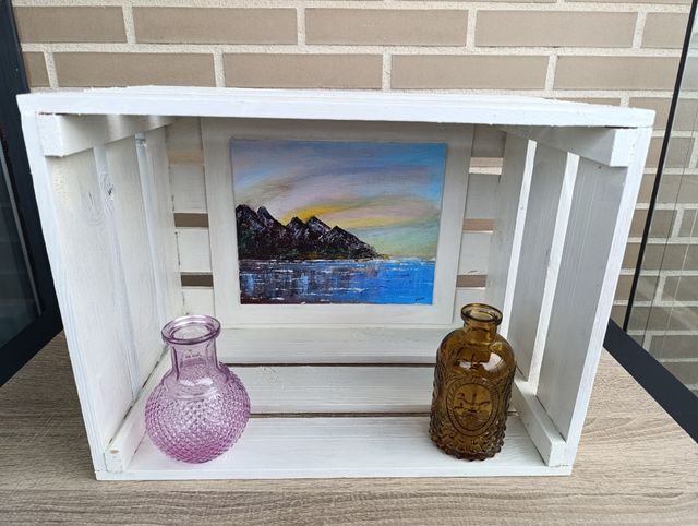 Botella vidrio marrón decorativa