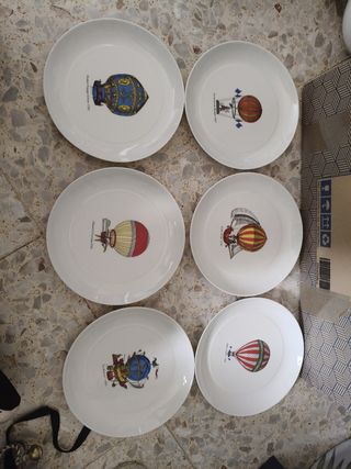 6 Platos Decorativos Globos Aerostáticos