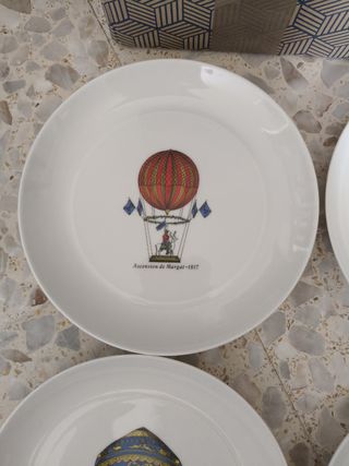 6 Platos Decorativos Globos Aerostáticos