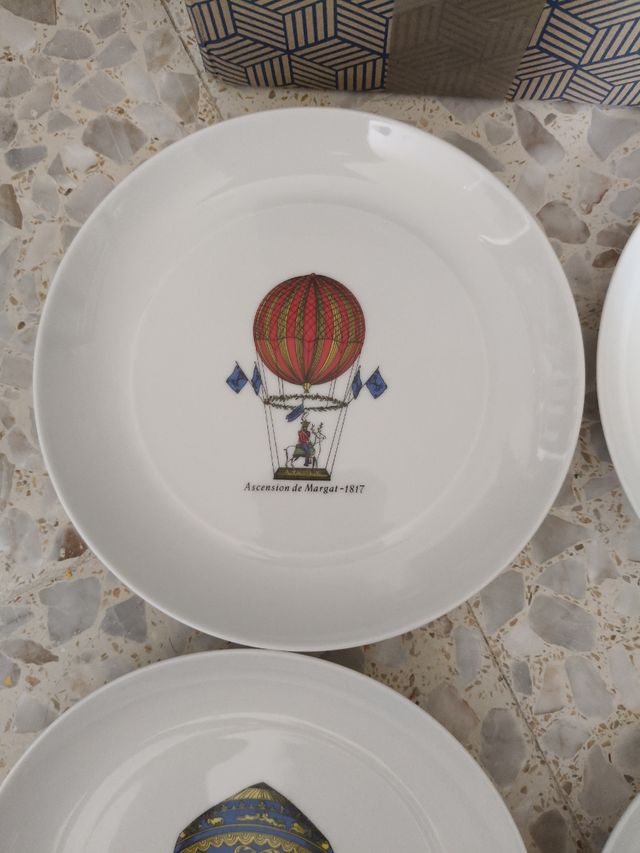 6 Platos Decorativos Globos Aerostáticos