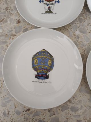 6 Platos Decorativos Globos Aerostáticos