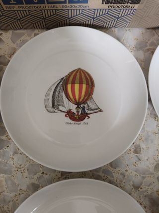 6 Platos Decorativos Globos Aerostáticos