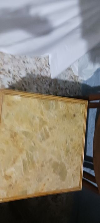 Mesa de centro antigua - Madera y mármol