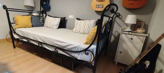 Cama forja negra con somier y colchón