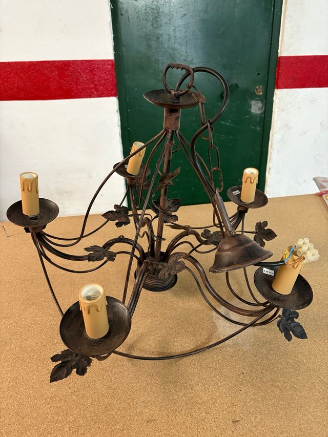 Lámpara techo 5 brazos metal