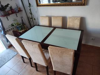 Mesa SUPER GRANDE extensible más seis sillas.