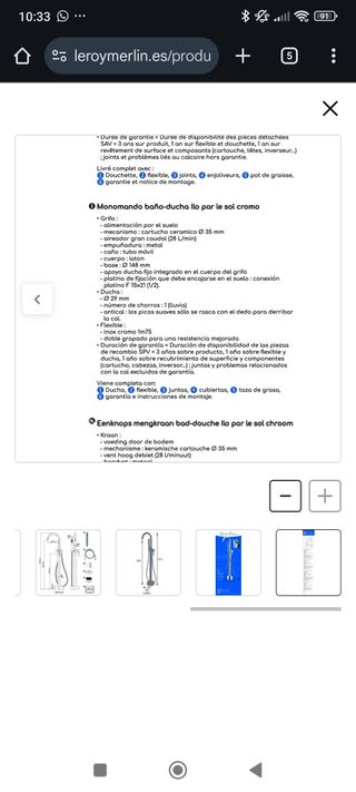 Grifo pie bañera monomando EDOUARD ROUSSEAU