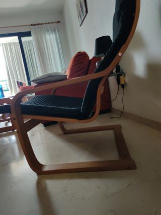 Sillón madera y tela negro