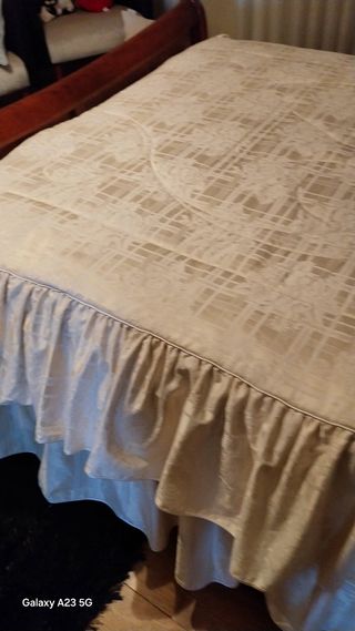 Colcha Casal Bege Rústica-almofada50x50 folho-50cm