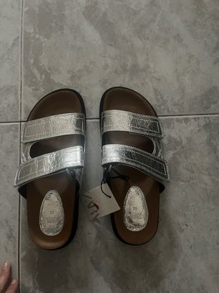Sandalias planas Zara - Plata