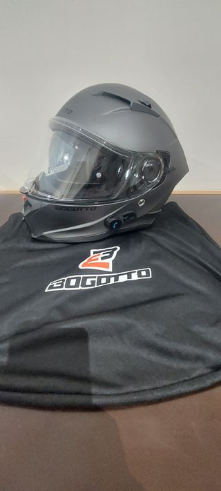 Casco moto integral gris mate