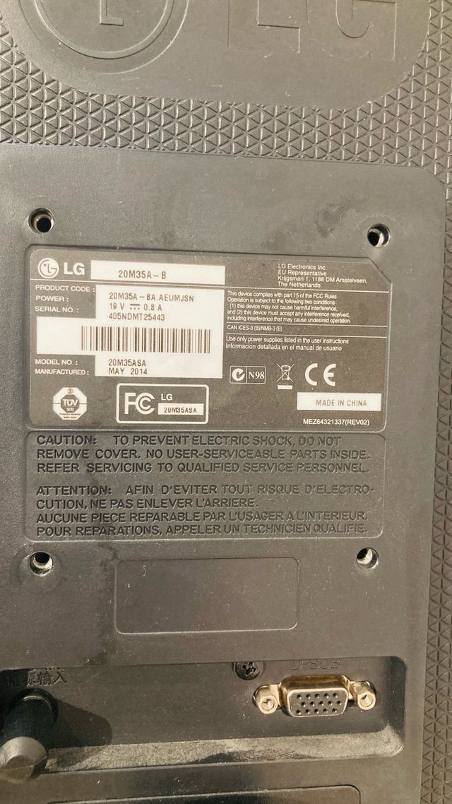 Monitor LG 20M35A 20" VGA - Negro