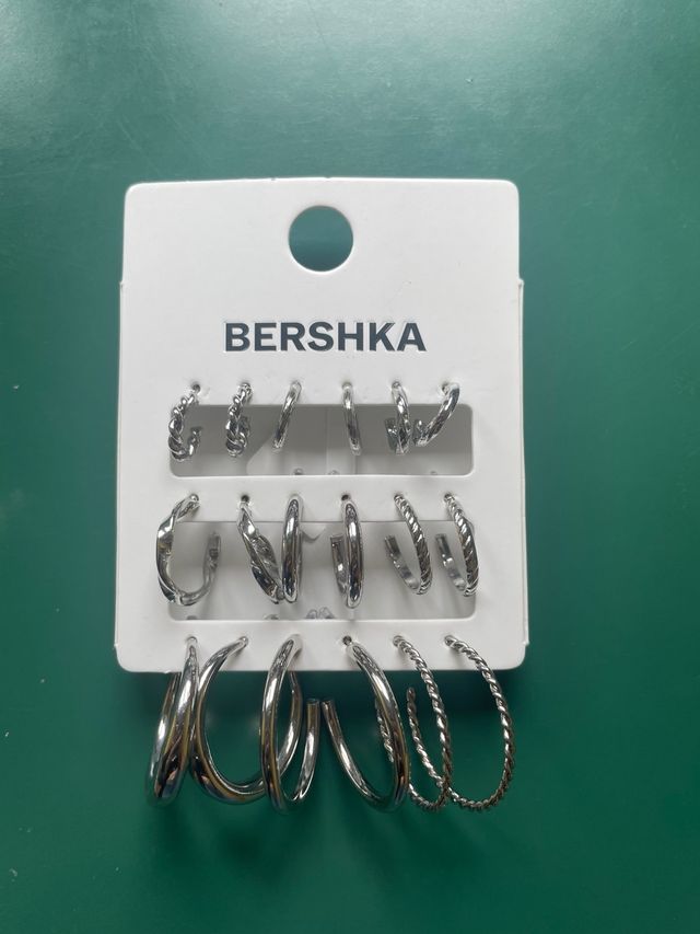 Pendientes Plata Bershka - 8 pares