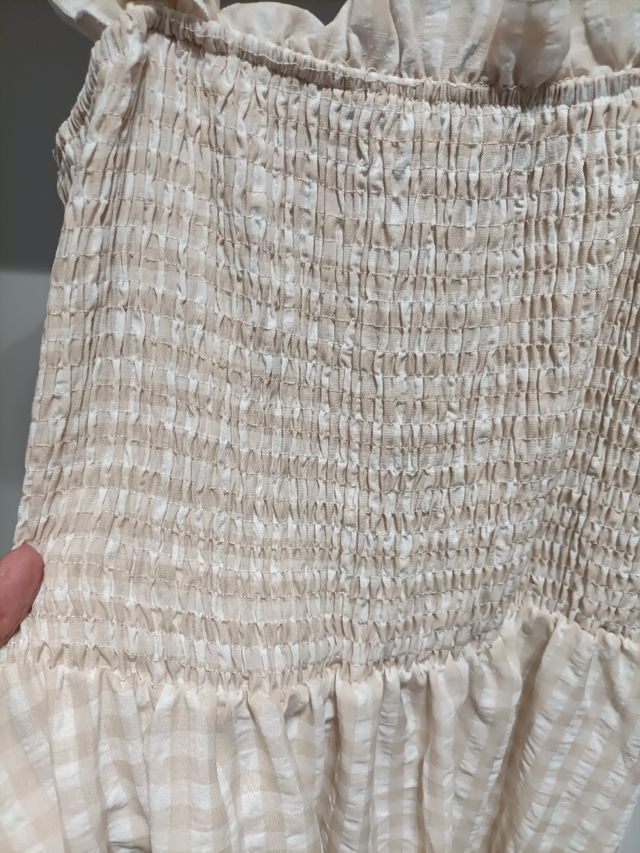 Vestido largo verano beige cuadros