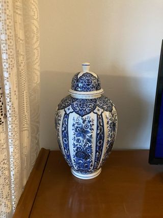 Vaso decorato blu e bianco