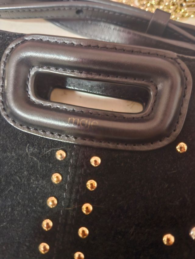 Bolso Maje mini negro con flecos