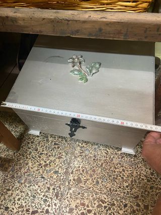 Caja madera vintage plata